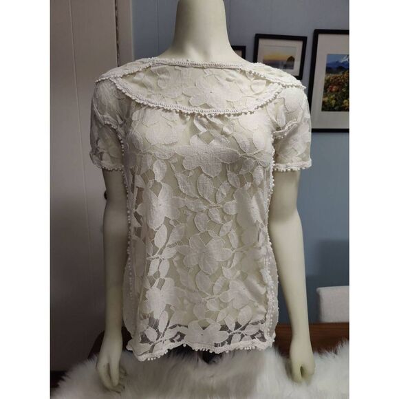 Hi-Line Lace Paneled Blouse - Picture 1 of 4